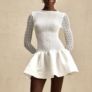 Textured Long-Sleeve Mini Dress