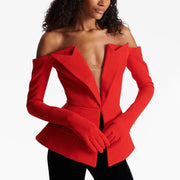 Off-Shoulder Tailored Blazer
