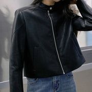 Round-Neck Zip-Up Jacket