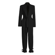 Blazer and Tie-Hem Pants Set