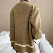 Contrast-Trim Open-Front Jacket