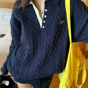 Cable-Textured Top and Shorts Set