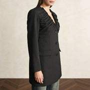 Gathered-Neck Longline Jacket