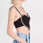 Embellished Heart Crop Top
