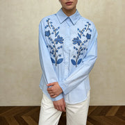 Contrast Floral Button-Up Shirt