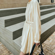Long-Sleeve Bubble-Hem Mini Dress