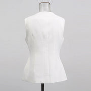 Round-Neck Button-Front Tailored Vest