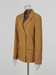 Contrast-Trim Double-Breasted Blazer