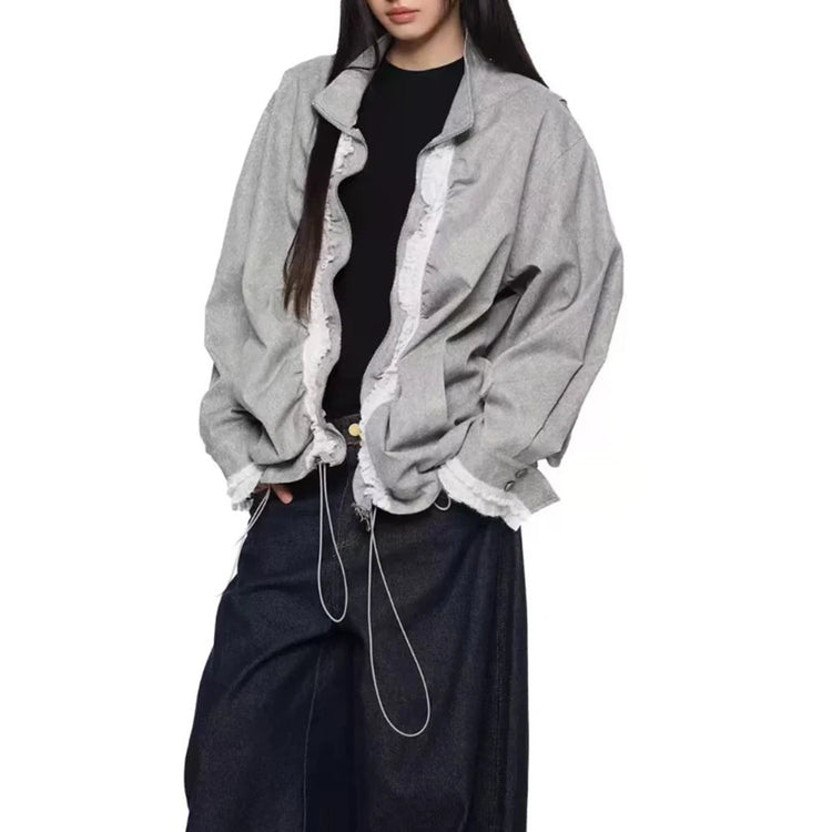 Lace-Trim Drawstring Jacket