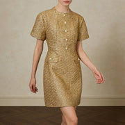 Textured Button-Front Mini Dress