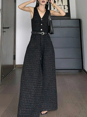 Plaid Jacket and Jumpsuit Set