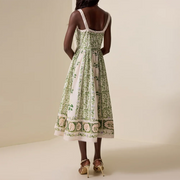 Floral Square-Neck Strap Dress
