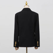 Contrast-Trim Double-Breasted Blazer