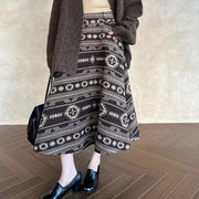 Geometric-Pattern Flared Skirt