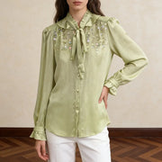 Embellished Tie-Neck Blouse