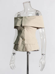 Off-Shoulder Button Jacket
