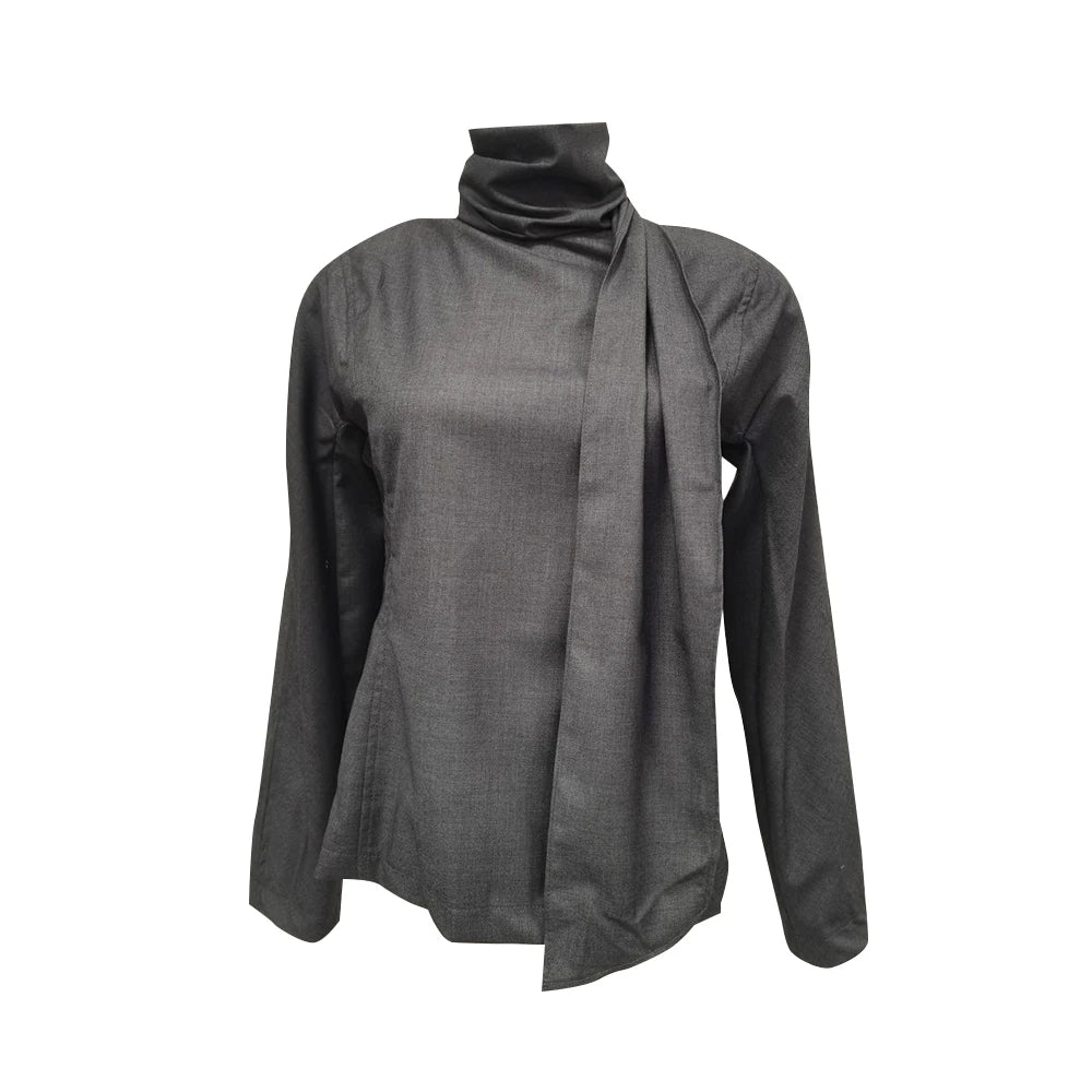 Tie-Neck Long-Sleeve Blouse