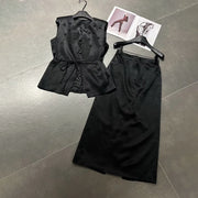 Tie-Waist Vest and Skirt Set