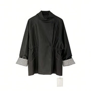 Asymmetric Button-Front Trench Coat
