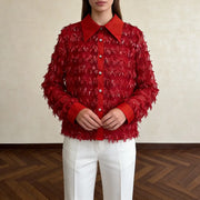 Textured Sequin Button-Up Shirt