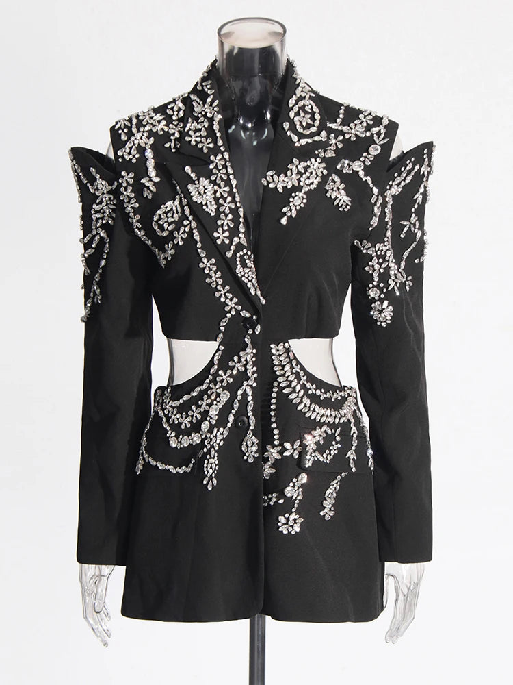 Embellished Cutout Longline Blazer