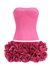 Strapless Top and Rosette Skirt Set