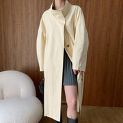 Stand-Collar Long Trench Coat