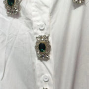 Embellished-Placket Longline Shirt