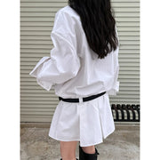 Collared Long-Sleeve Mini Shirt Dress