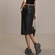 Glossy Split-Front Pencil Skirt