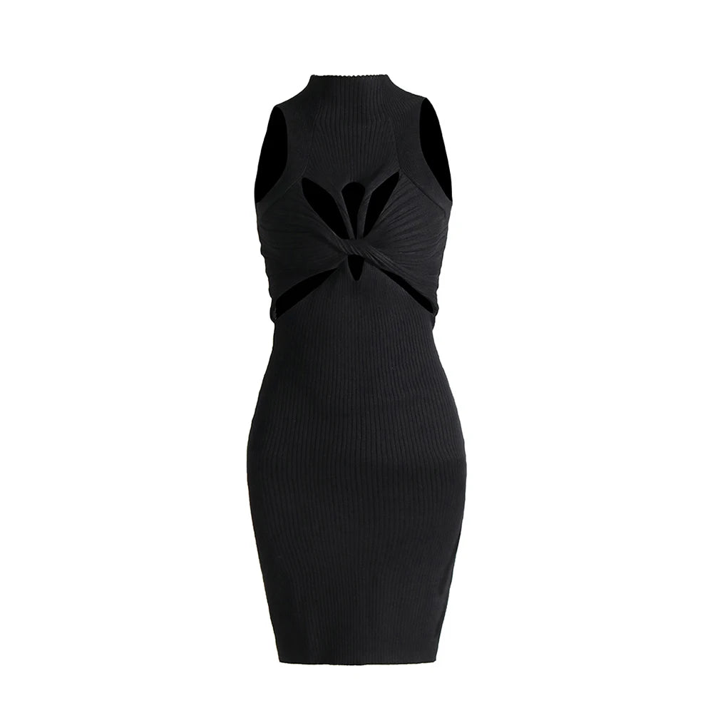 Cutout High-Neck Mini Dress