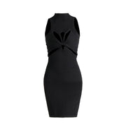 Cutout High-Neck Mini Dress