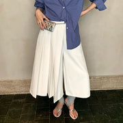 Pleated Wide-Leg Cropped Pants