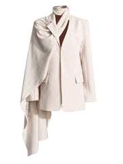 Draped Asymmetric Tailored Blazer