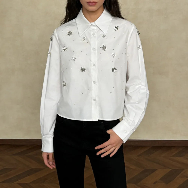Star-Embellished Cropped Shirt