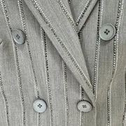 Pinstriped Blazer and Wide-Leg Pants Set