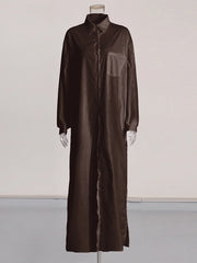 Long-Sleeve Maxi Shirt Dress