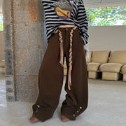 Button-Hem Wide-Leg Pants