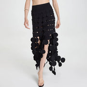 Disc-Trim Cutout Long Skirt