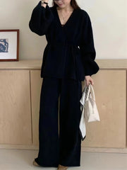 Tie-Side Sweater and Pants Set