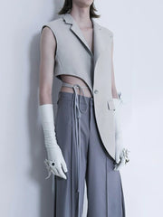Asymmetric Lace-Up Tailored Vest