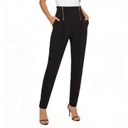 Zip-Detail Tapered Pants