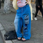Letter-Print Drawstring Pants