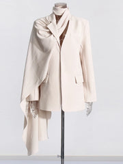 Draped Asymmetric Tailored Blazer