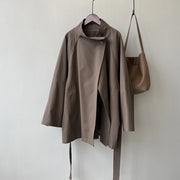 Oversized-Collar Relaxed Trench Coat