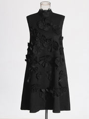 Floral Applique Sleeveless Mini Dress