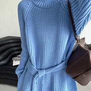 Ribbed Turtleneck Longline Sweater