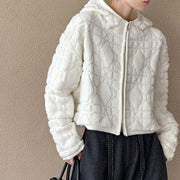 Textured Hooded Zip-Up Jacket