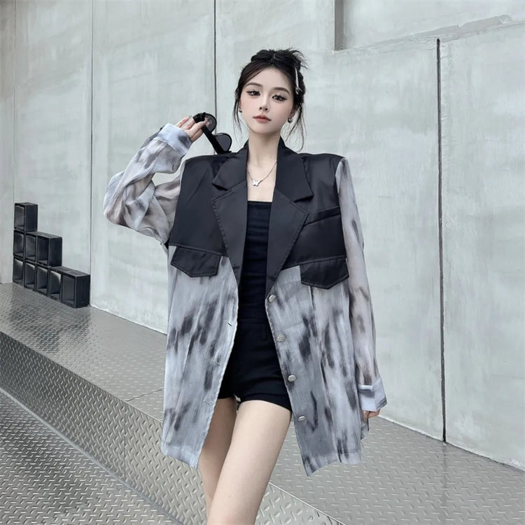 Abstract-Panel Longline Blazer