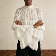 Tiered-Sleeve Cropped Blouse